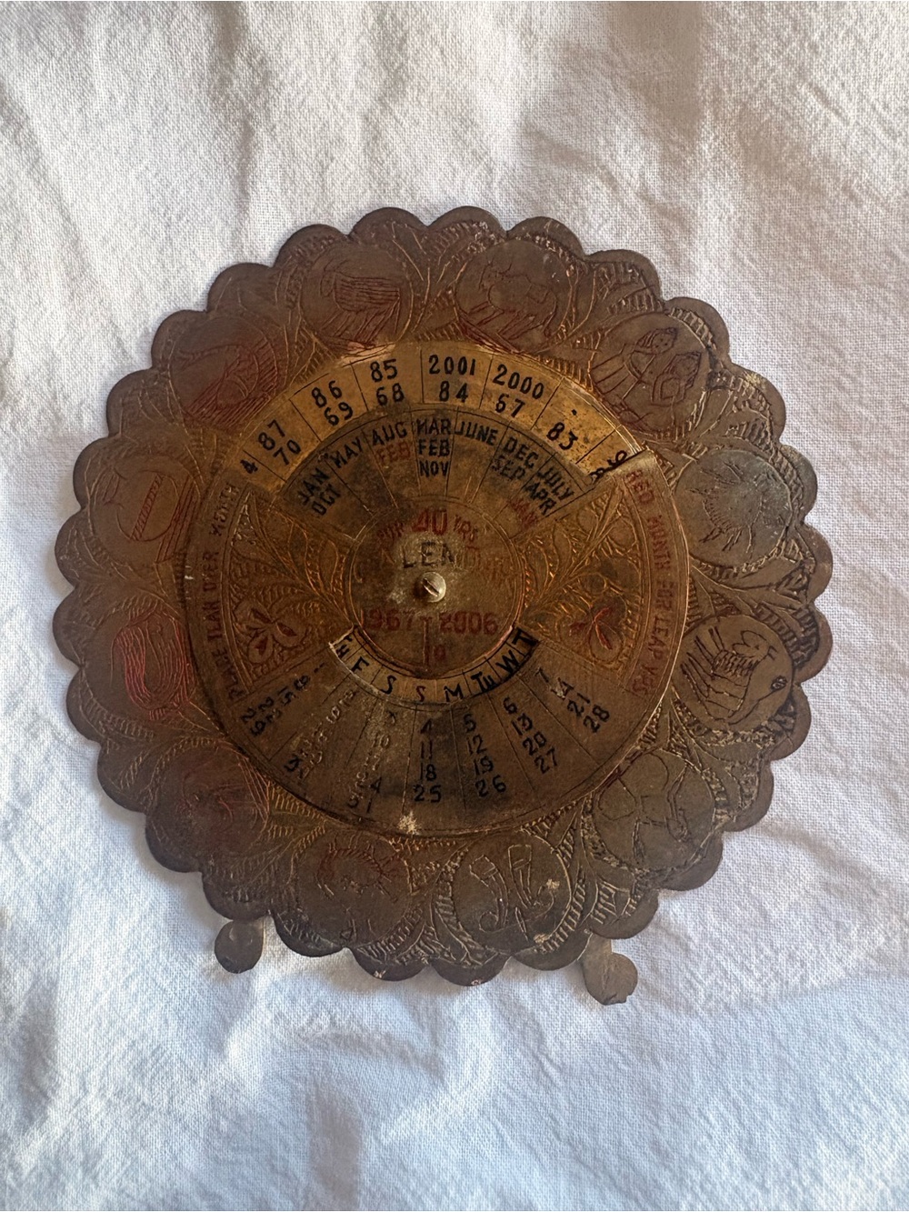Antique-Style Brass Perpetual Calendar